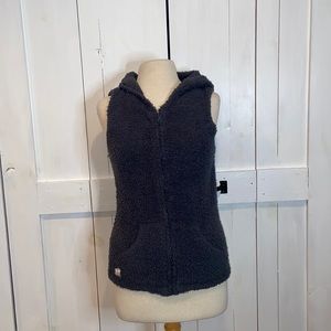 Barefoot Dreams Cozychic Grey Sherpa Hooded Sherpa Sweater Vest